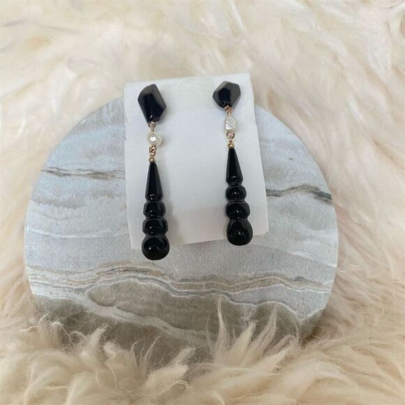 Jewelry - Black Coral Geometric Dangle Earrings Push Back 2" Unbranded Jewelry